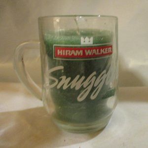 Hiram Walker Snuggler Mug Glass 4 1/8" Vintage Candle Maple Bourbon Brioch💖💖💖